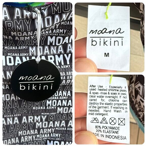 NWT Moana Bikini Reversible Crop Rash Guard Swim Top in Black/White | Medium - Picture 4 of 4